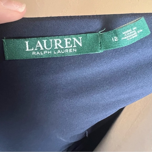 Ralph Lauren LRL High-Low Fit & Flare A-line Dress Navy Blue Pockets Wrap Sz 12 - Picture 15 of 16